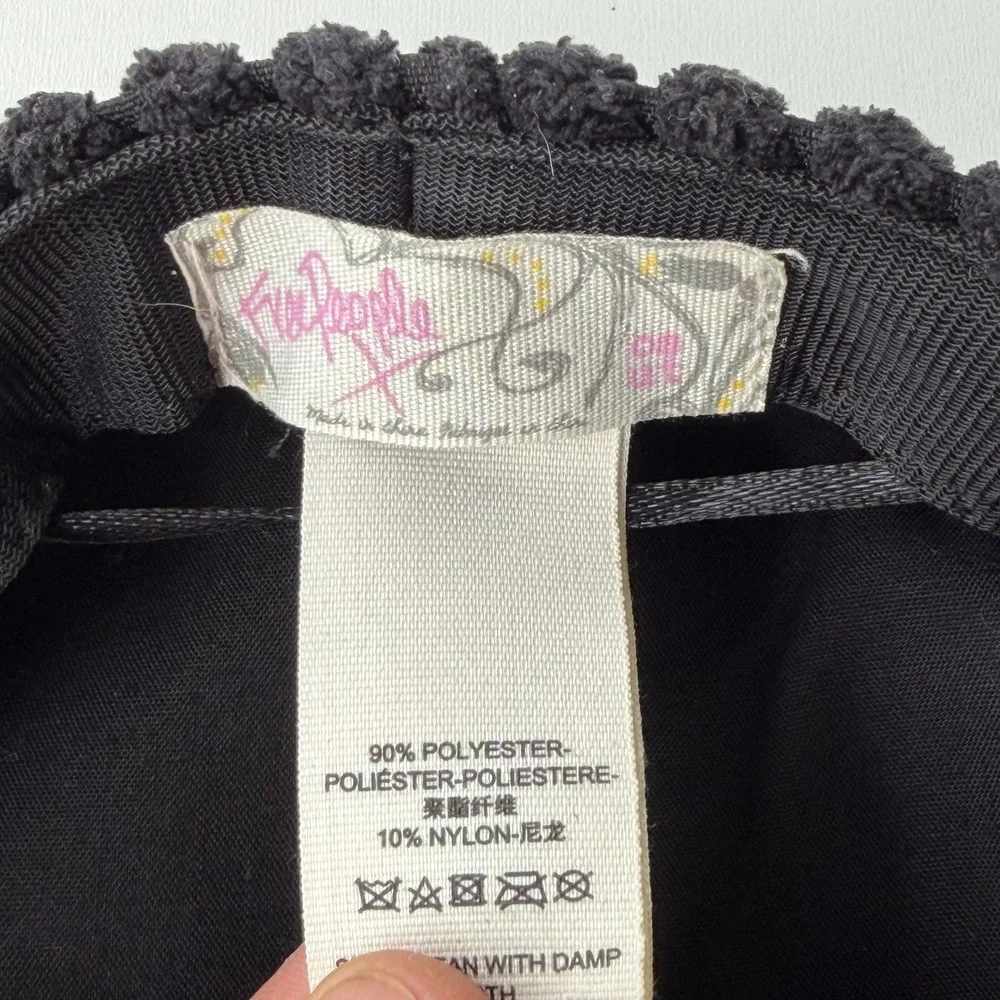 Free People Black Ribbed Corduroy Newsboy Cap